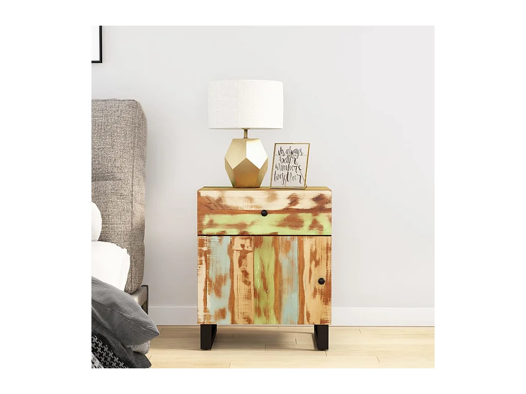 Runar  Table de chevet 50x33x60cm Bois de récupération et d'ingénierie