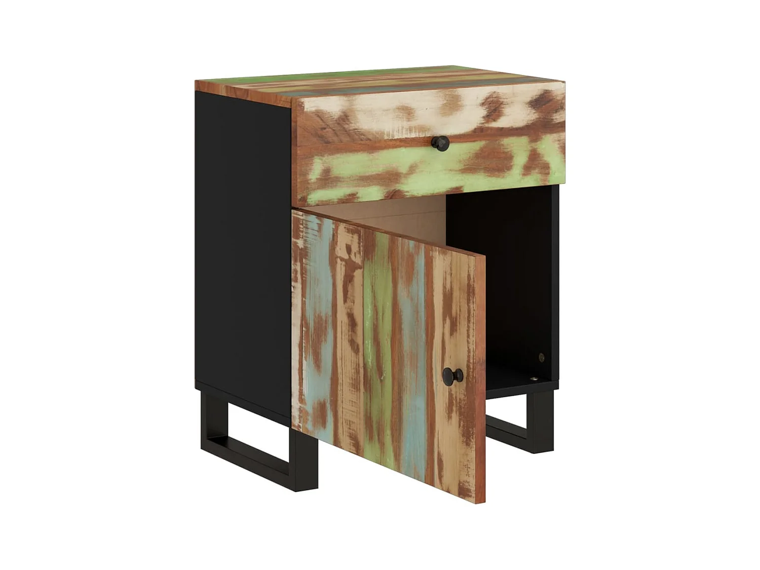 Runar  Table de chevet 50x33x60cm Bois de récupération et d'ingénierie