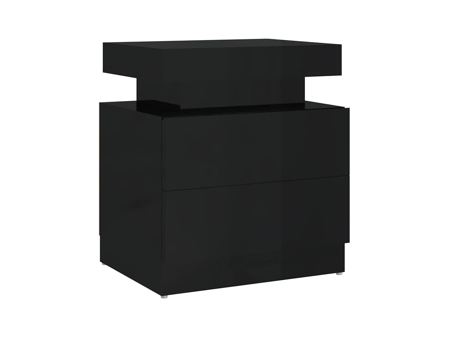 Reinir  Table de chevet Noir brillant 45x35x52 cm Aggloméré