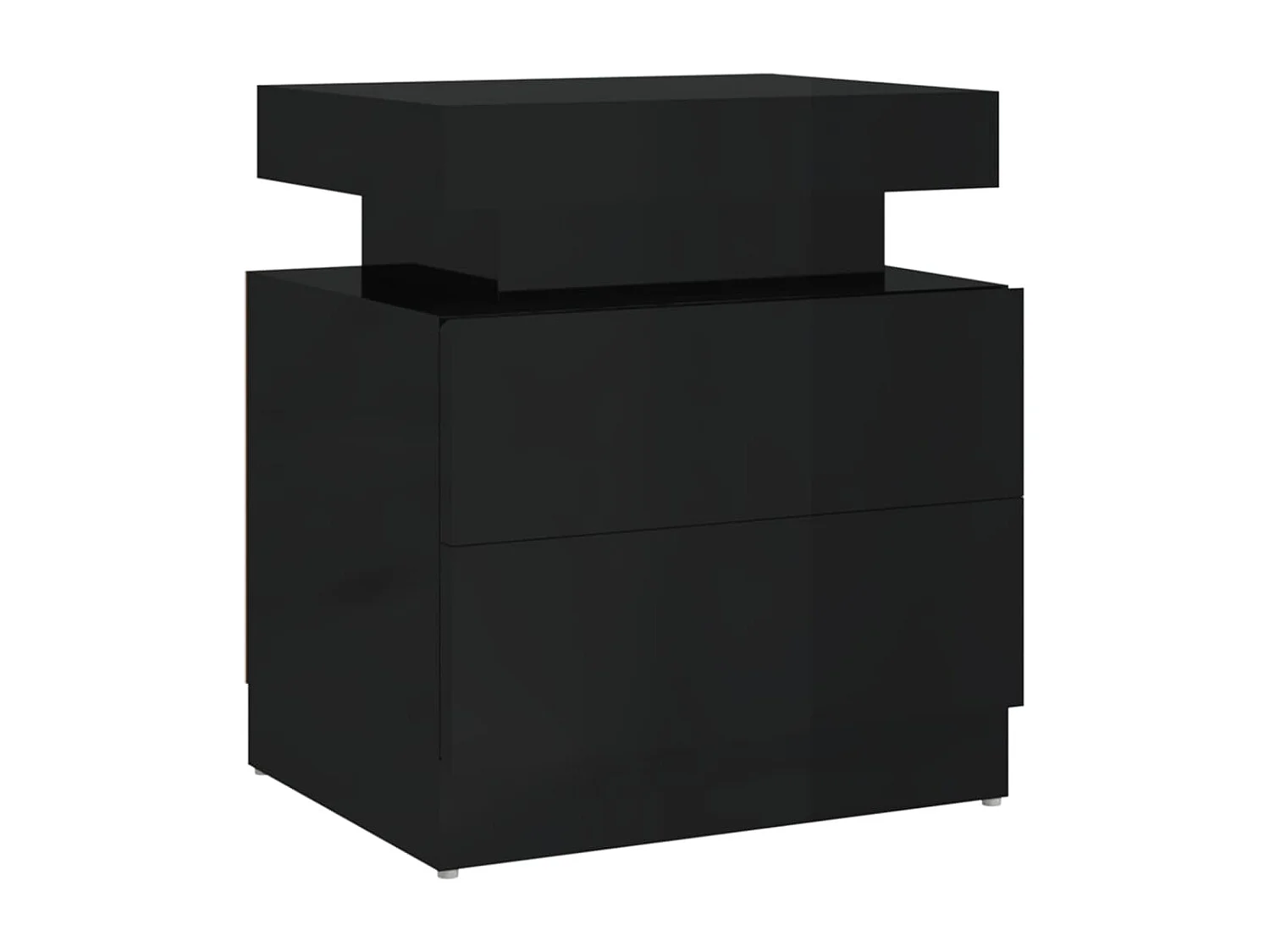 Reinir  Table de chevet Noir brillant 45x35x52 cm Aggloméré