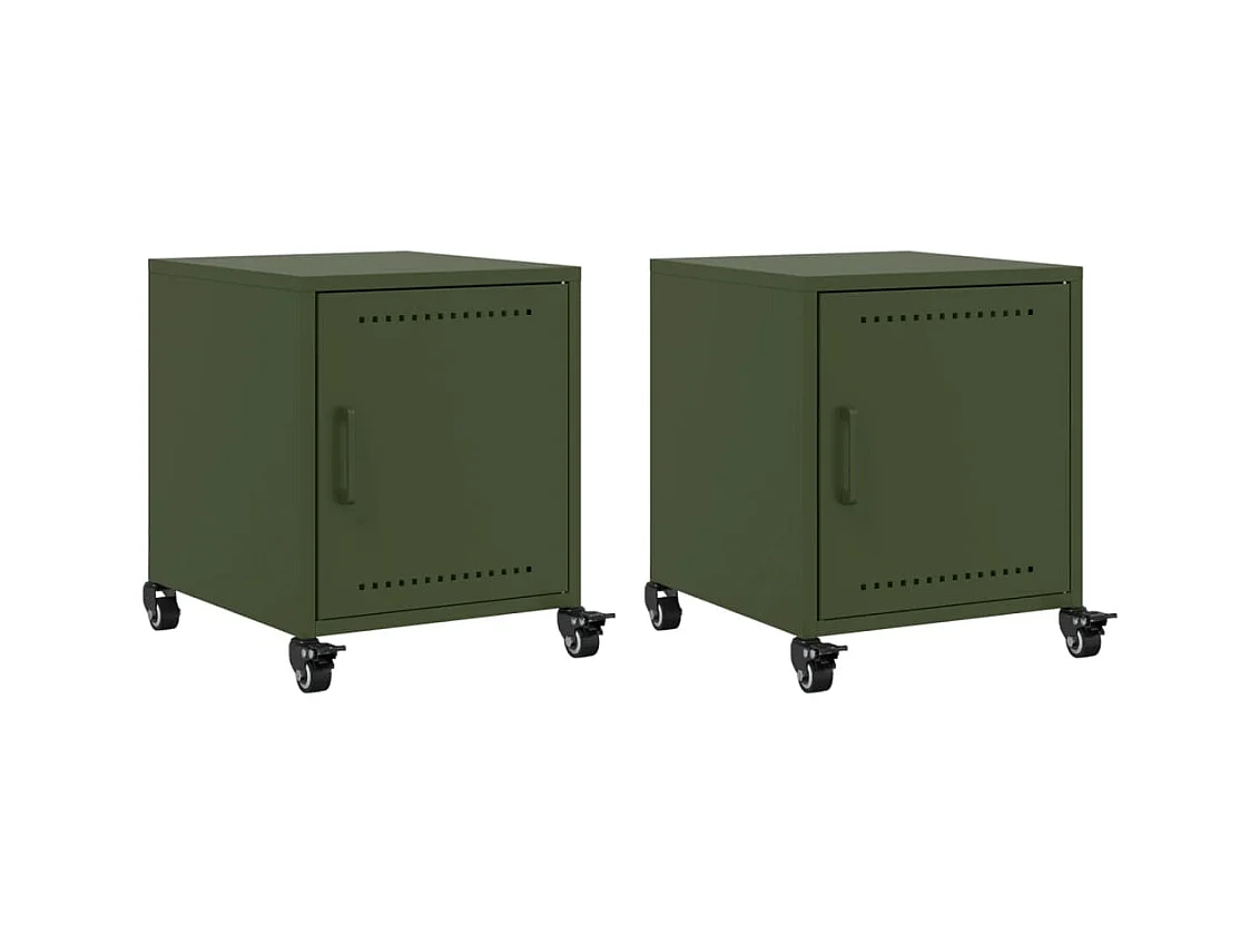 Crestline  Tables de chevet 2 pcs vert olive 36x39x43,5 cm acier