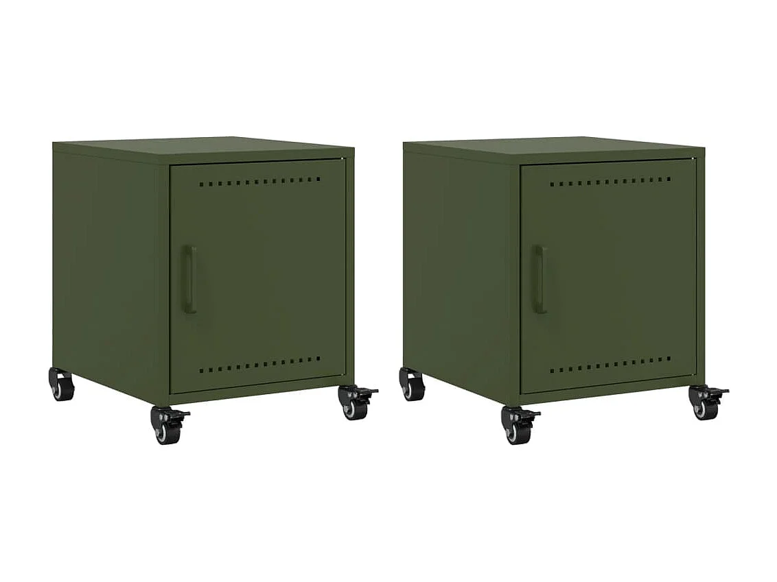 Crestline  Tables de chevet 2 pcs vert olive 36x39x43,5 cm acier