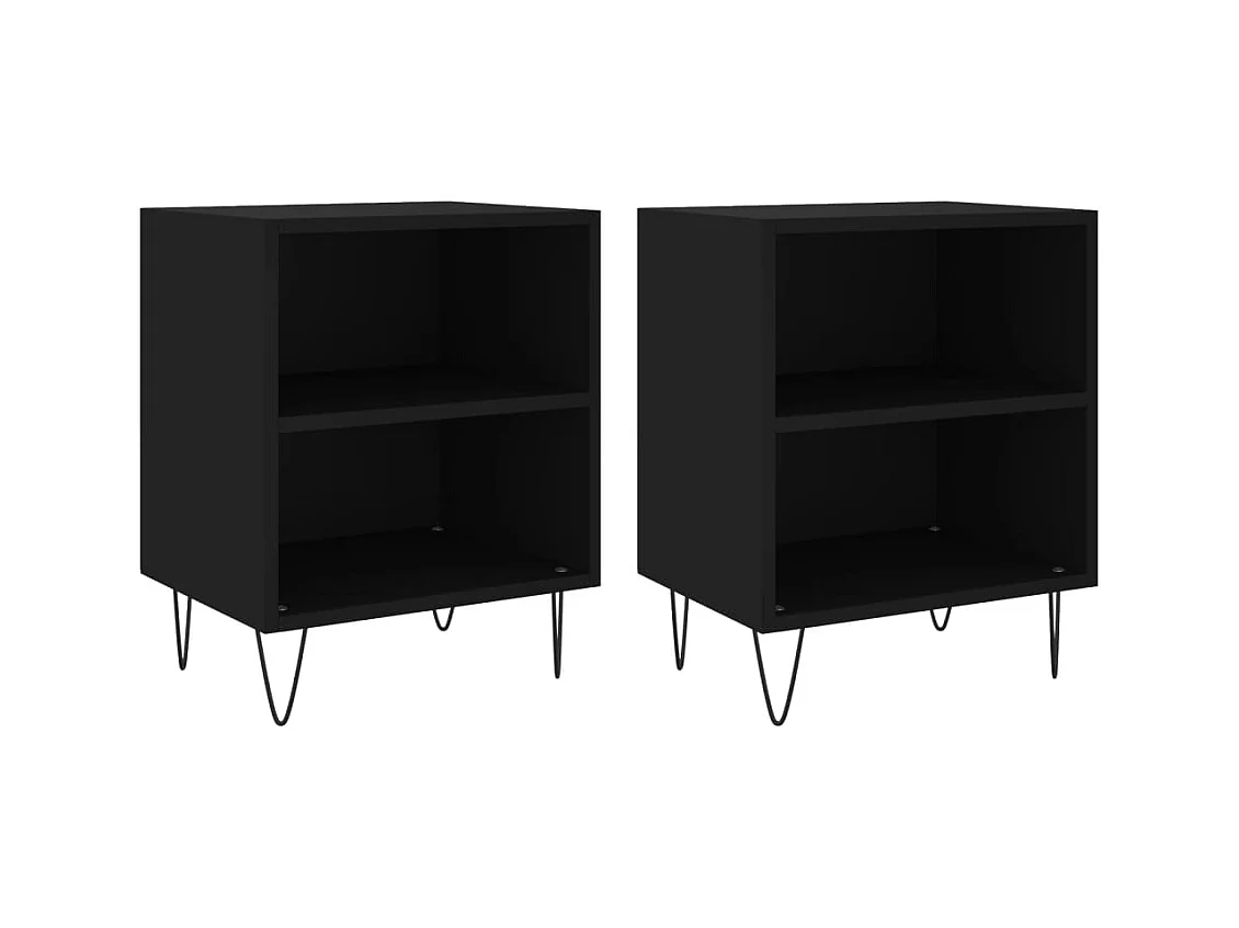 Urond  Tables de chevet 2 pcs noir 40x30x50 cm bois d'ingénierie