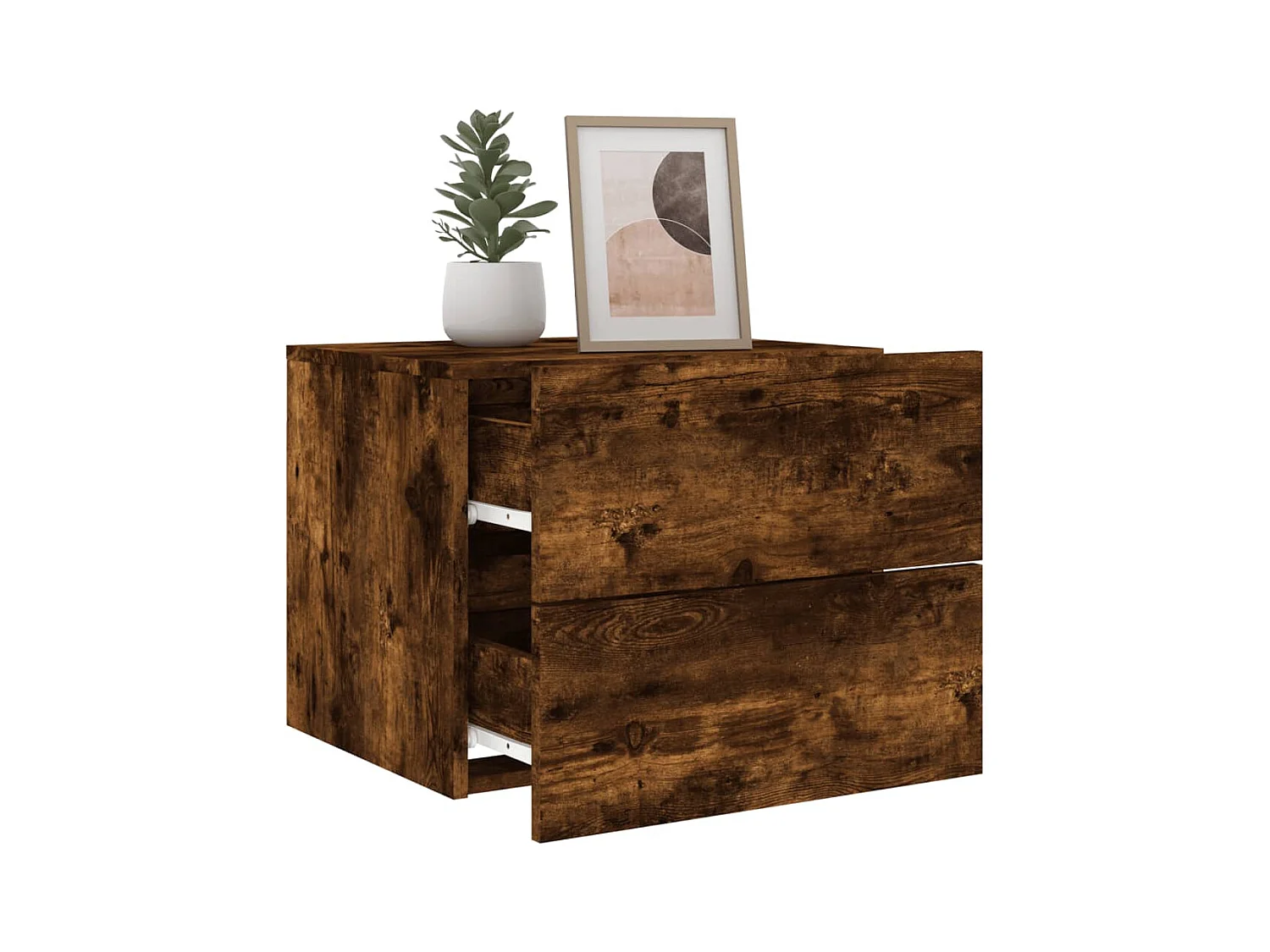 Rhylan  Tables de chevet murales avec lumières LED 2 pcs chêne fumé