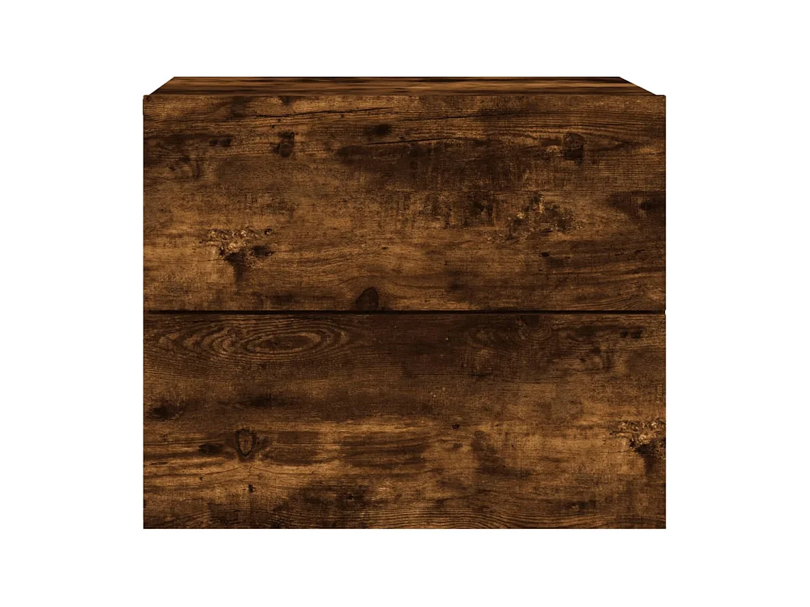 Rhylan  Tables de chevet murales avec lumières LED 2 pcs chêne fumé