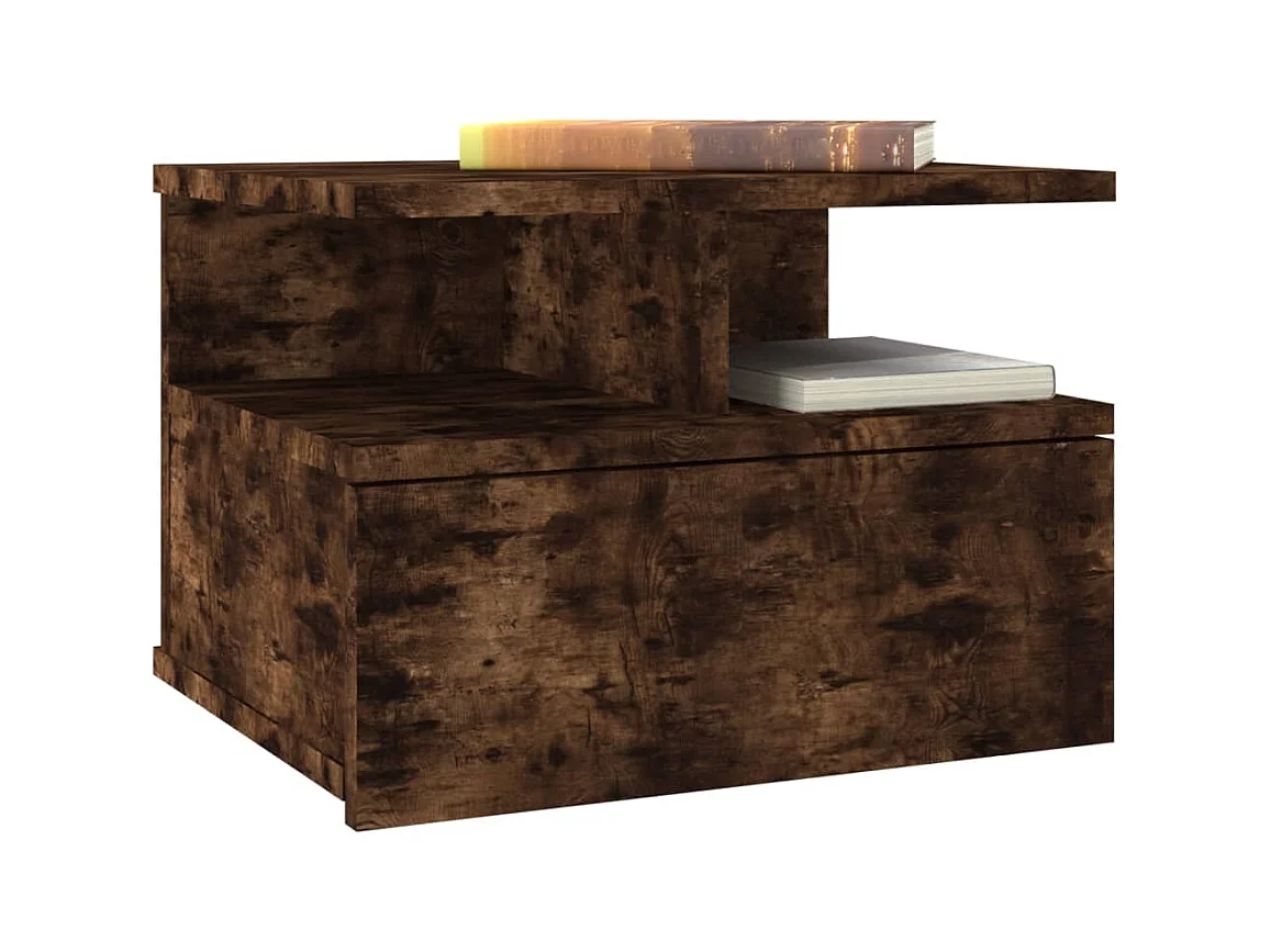 Emmanuelle  Tables de chevet flottantes 2 pcs Chêne fumé Bois d’ingénierie