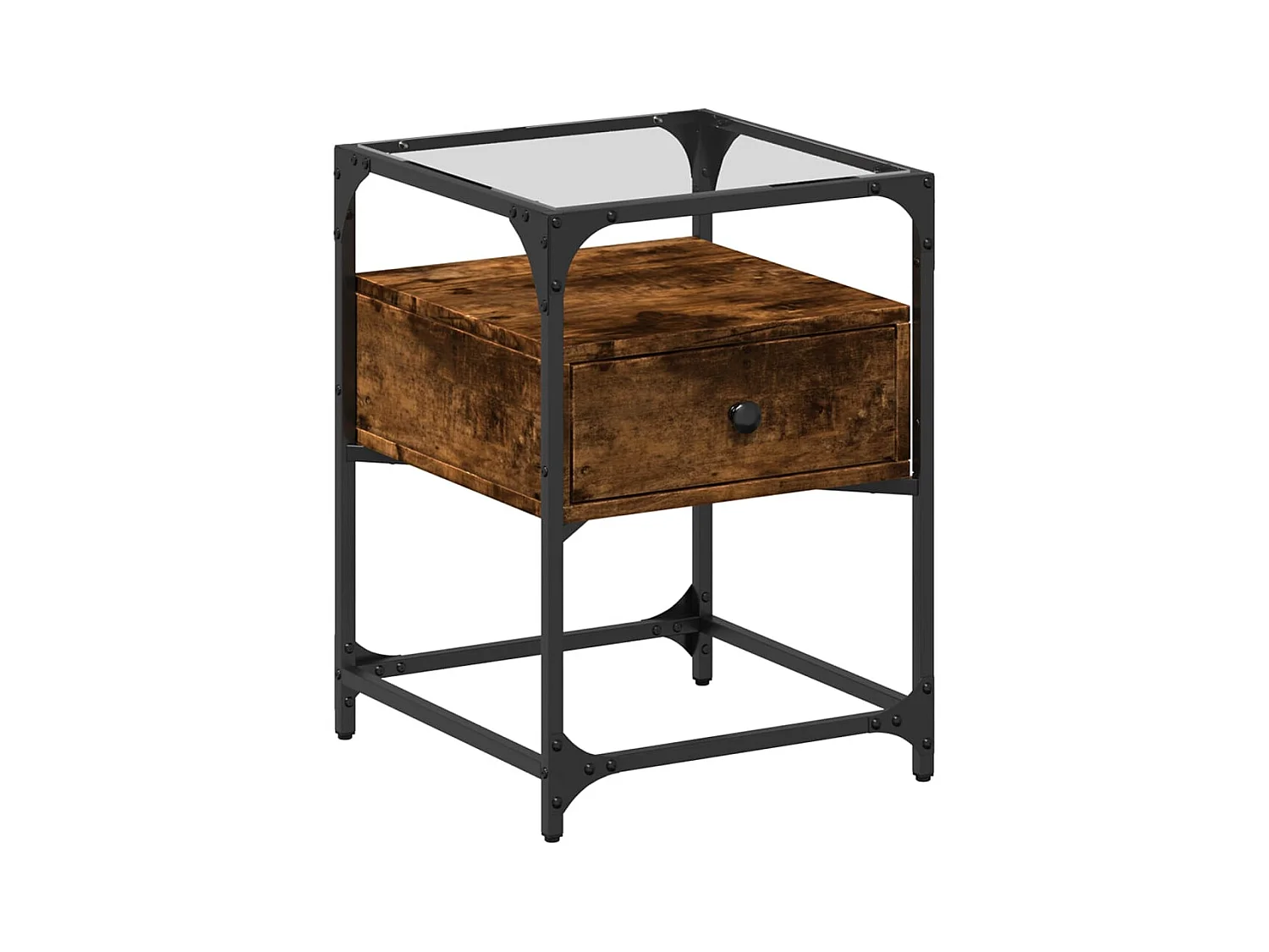 Kirsi  Table de chevet chêne fumé 40x40x55 cm bois d'ingénierie