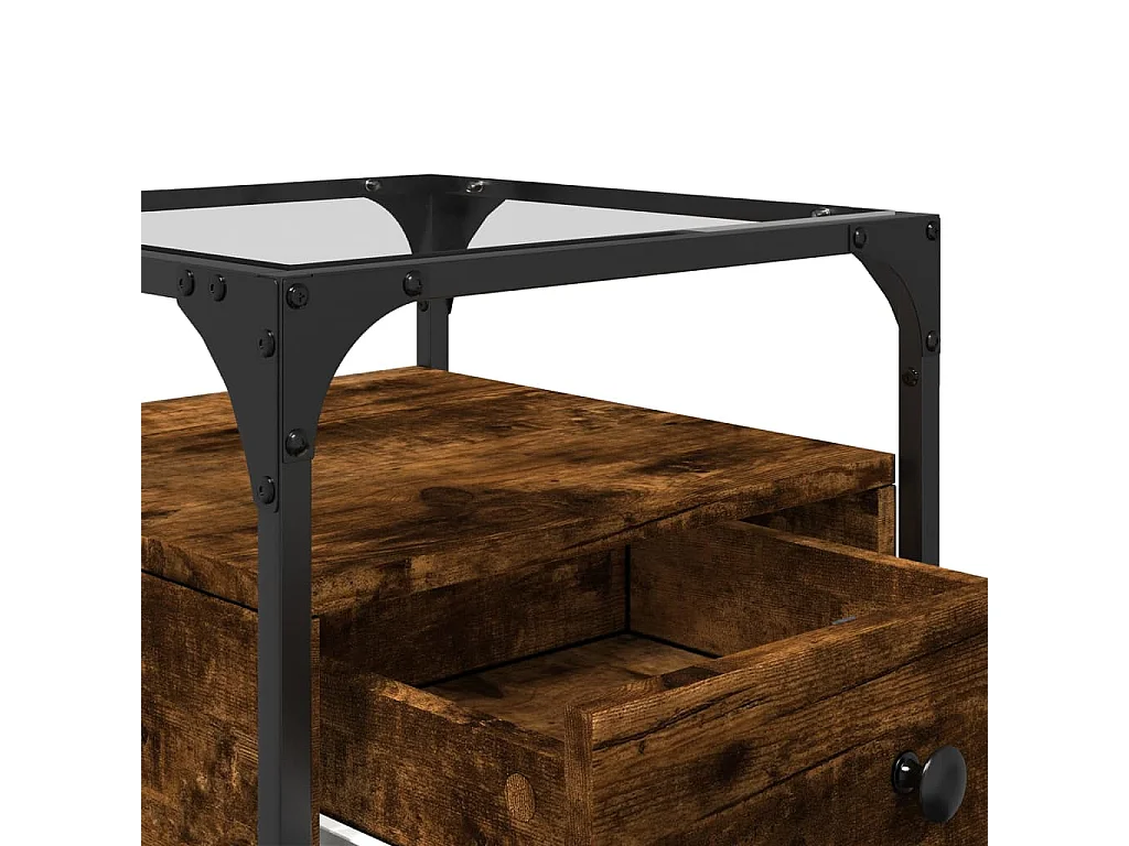 Kirsi  Table de chevet chêne fumé 40x40x55 cm bois d'ingénierie