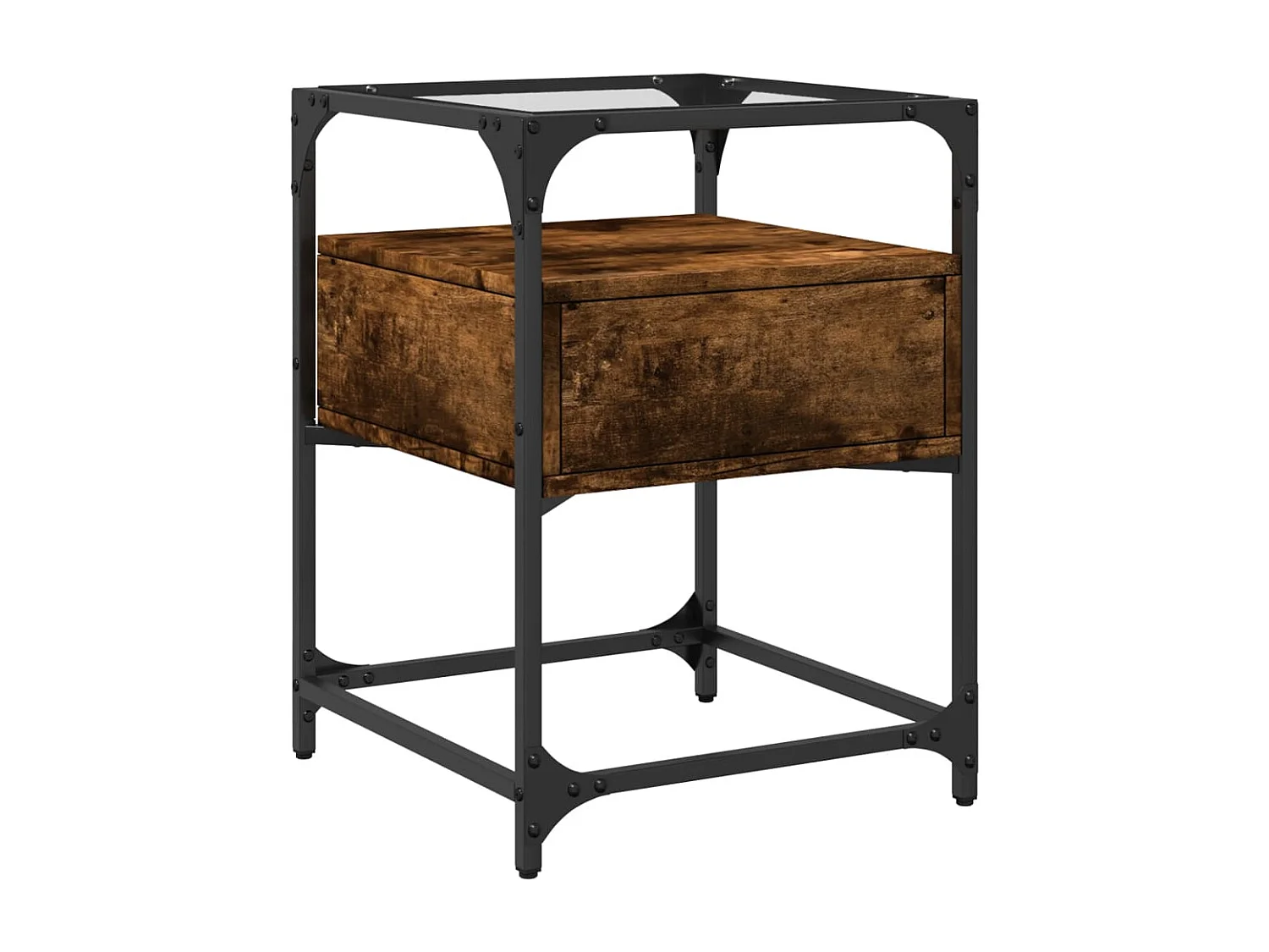 Kirsi  Table de chevet chêne fumé 40x40x55 cm bois d'ingénierie