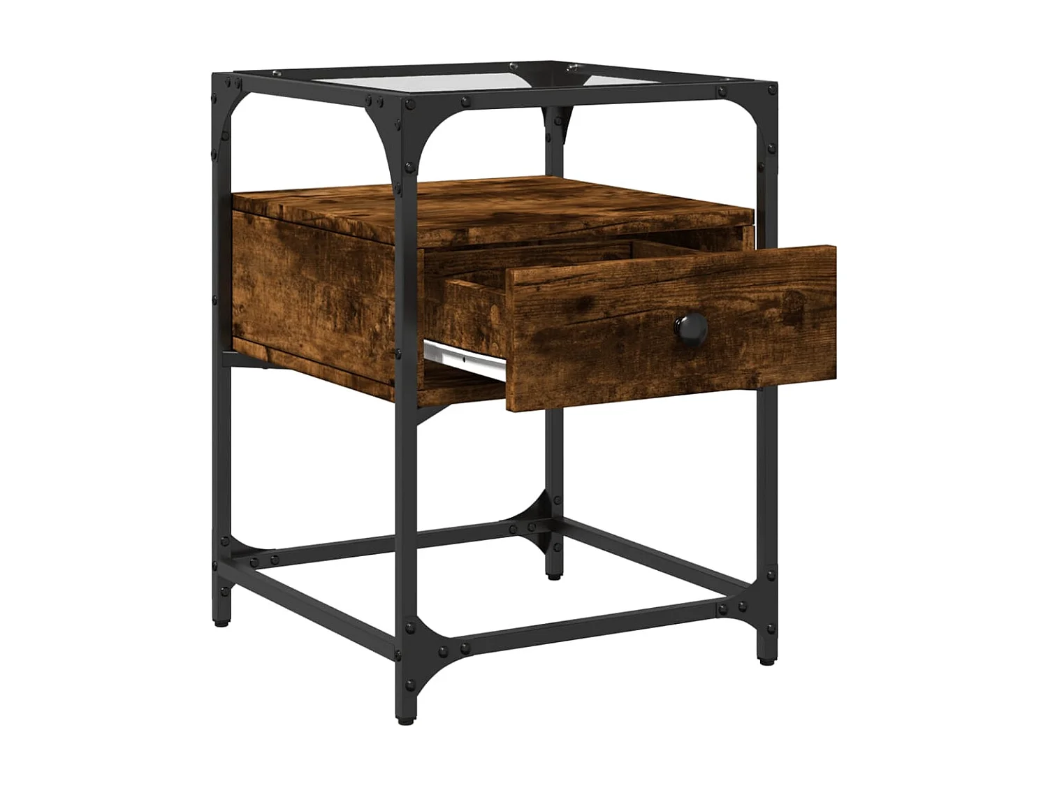 Kirsi  Table de chevet chêne fumé 40x40x55 cm bois d'ingénierie