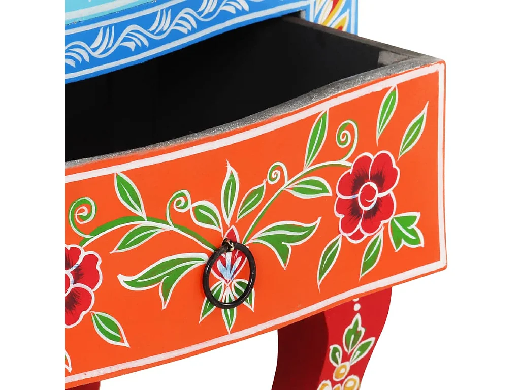 Garden Furniture -  Comodino Dipinto a Mano 40x30x60 cm in Legno Massello di Mango