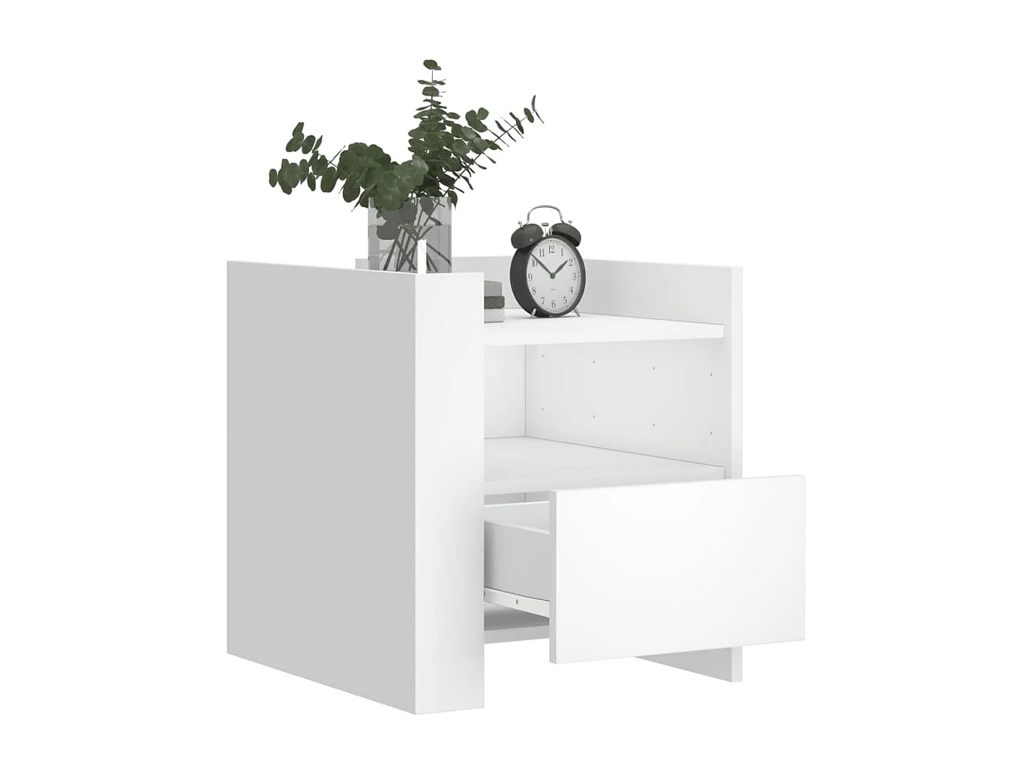 Chesnee  Mesita de noche madera de ingeniería blanco 45x50x50 cm