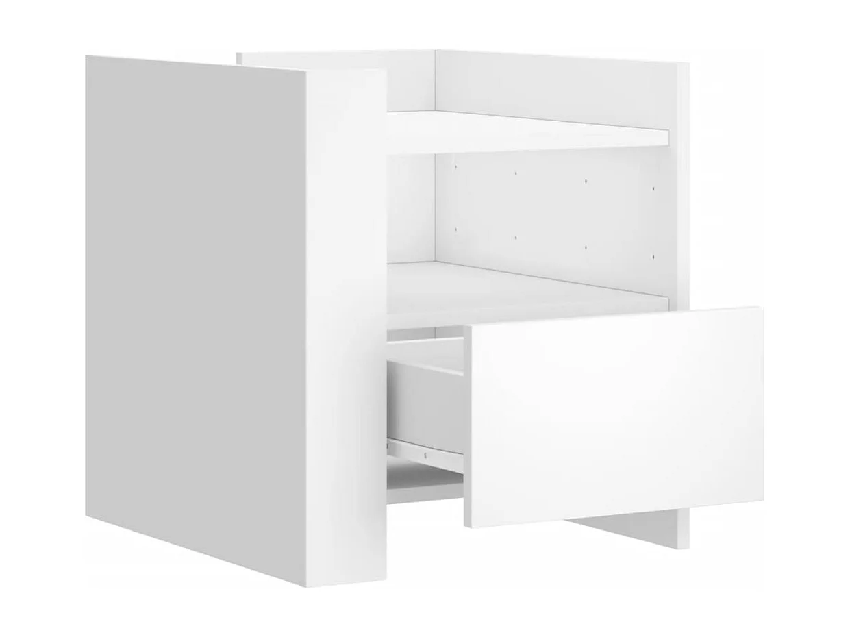 Chesnee  Mesita de noche madera de ingeniería blanco 45x50x50 cm