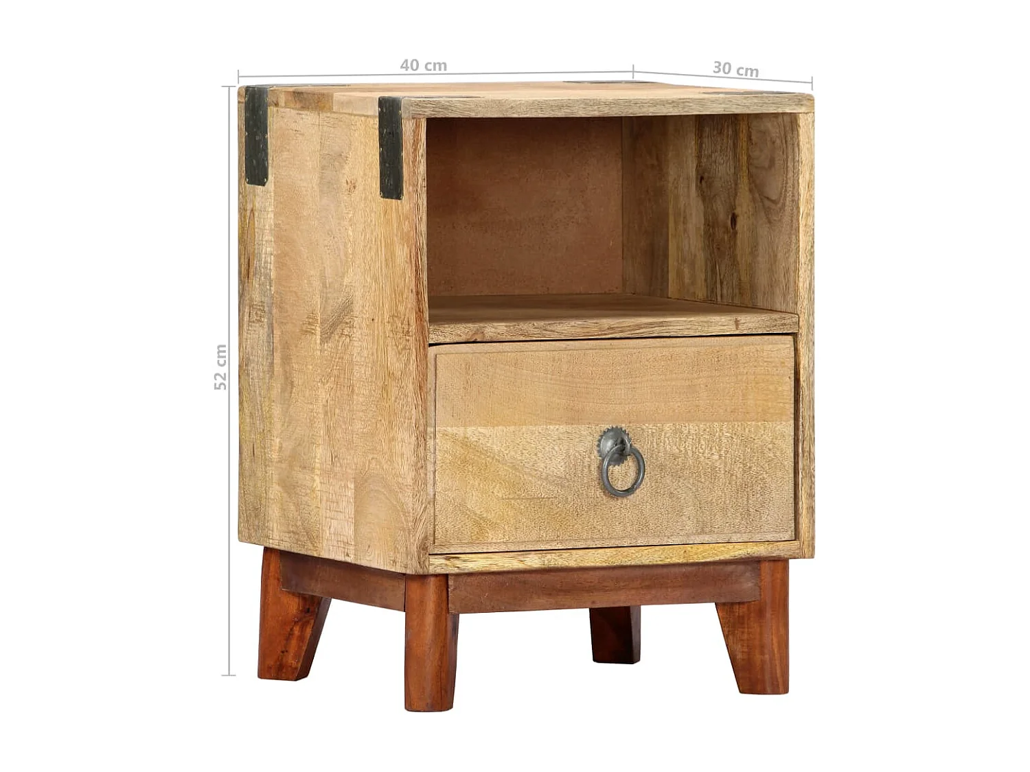 Garden Furniture -  Table de chevet 40 x 30 x 52 cm Bois de manguier massif brut