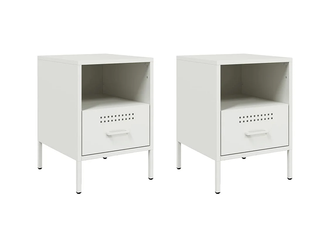 Sundby  Tables de chevet 2 pcs blanc 36x39x50,5 cm acier