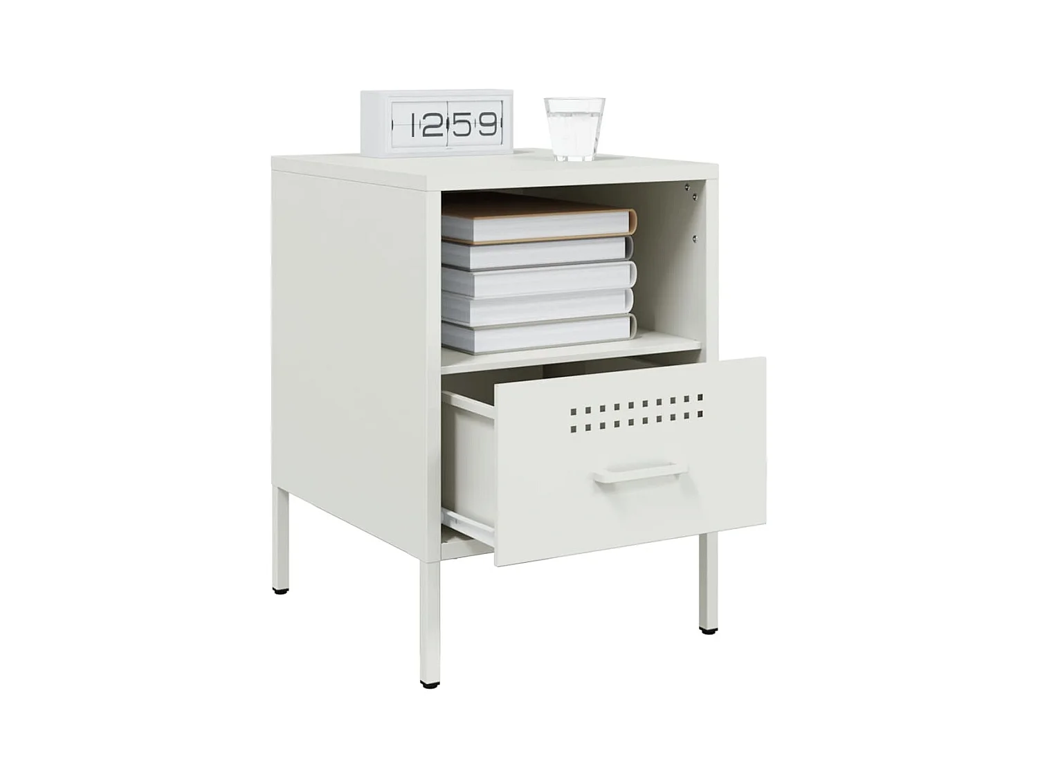Sundby  Tables de chevet 2 pcs blanc 36x39x50,5 cm acier