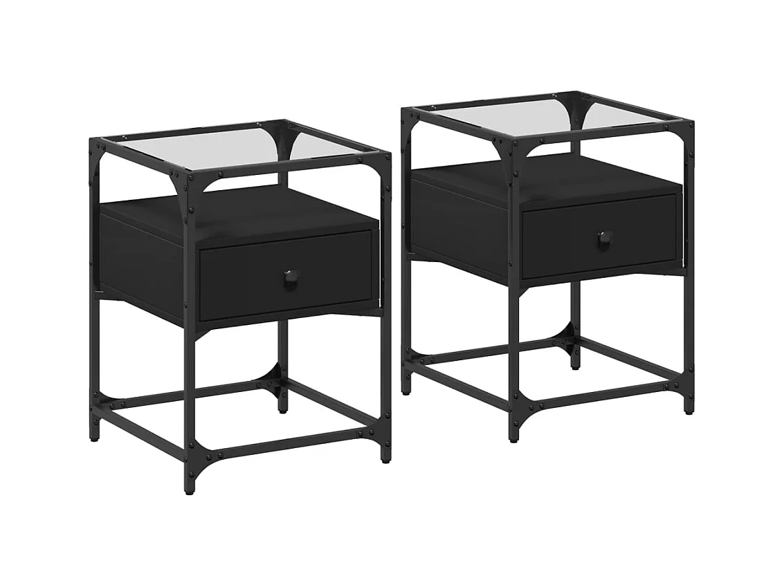 Kirsi  Tables de chevet 2 pcs noir 40x40x55 cm bois d’ingénierie