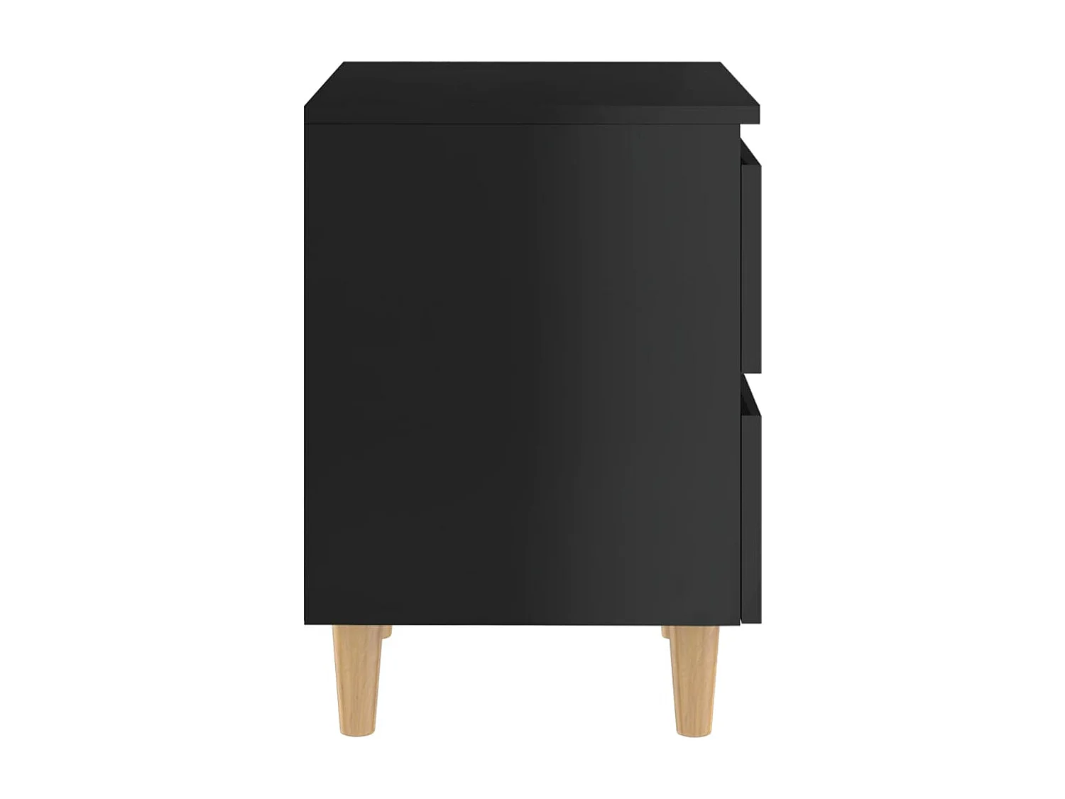 Kutztown  Comodino con Gambe in Pino Massello Nero Lucido 40x35x50 cm