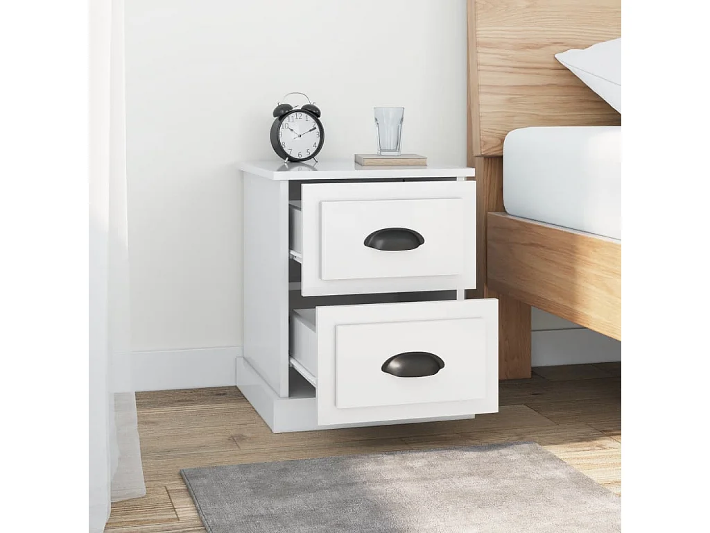 Arras  Nachttisch Hochglanz-Weiß 39x39x47,5 cm Holzwerkstoff