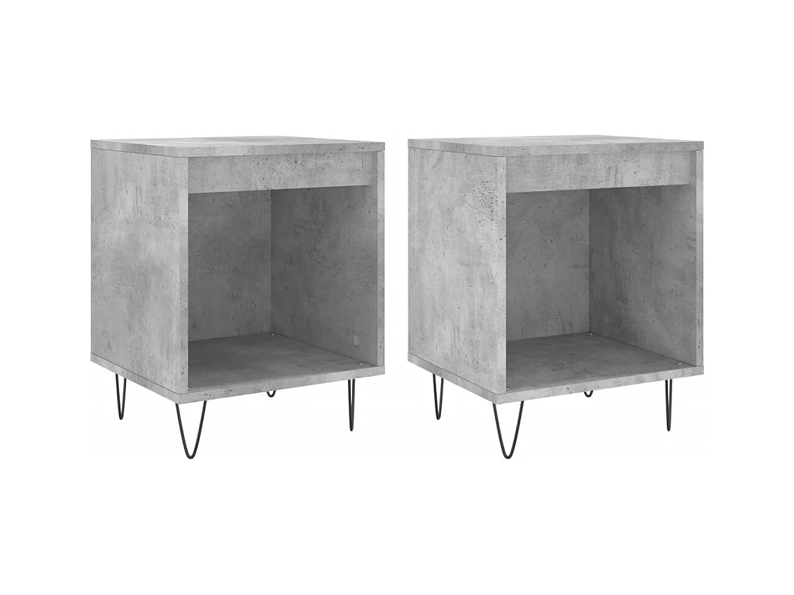 Sander  Tables de chevet 2 pcs gris béton 40x35x50 cm bois d’ingénierie