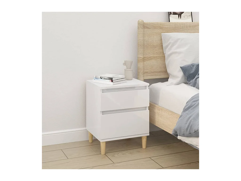 Montmorency  Table de chevet Blanc brillant 40x35x50 cm