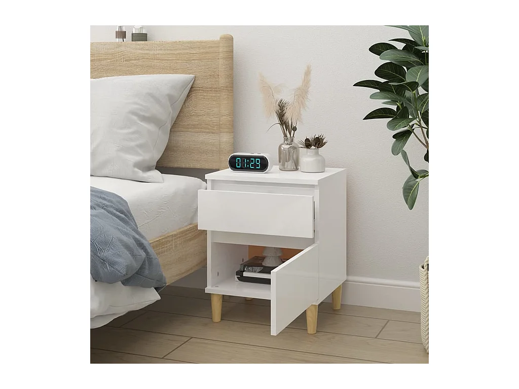 Montmorency  Table de chevet Blanc brillant 40x35x50 cm