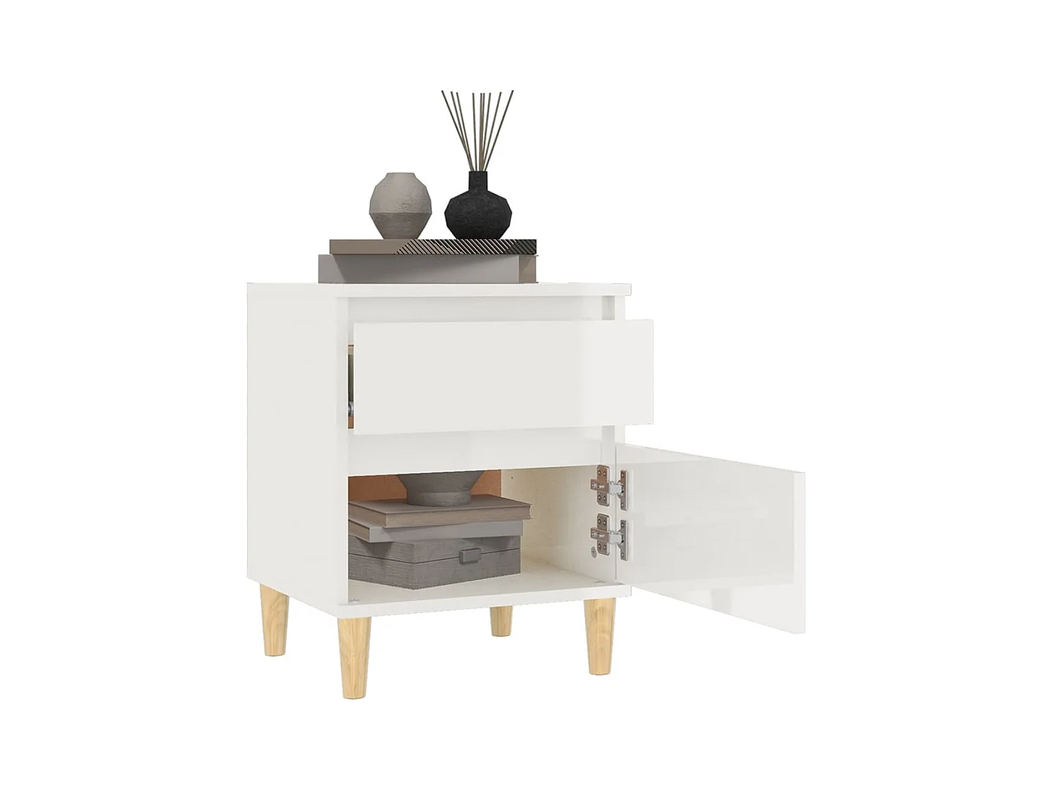 Montmorency  Table de chevet Blanc brillant 40x35x50 cm