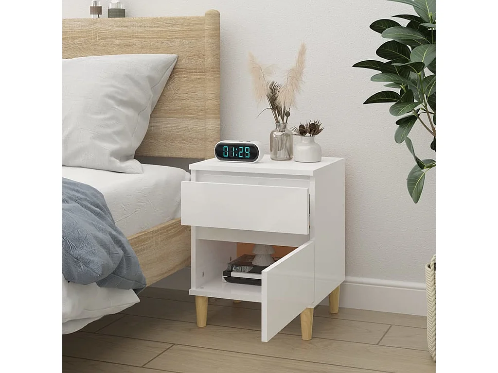 Montmorency  Table de chevet Blanc brillant 40x35x50 cm