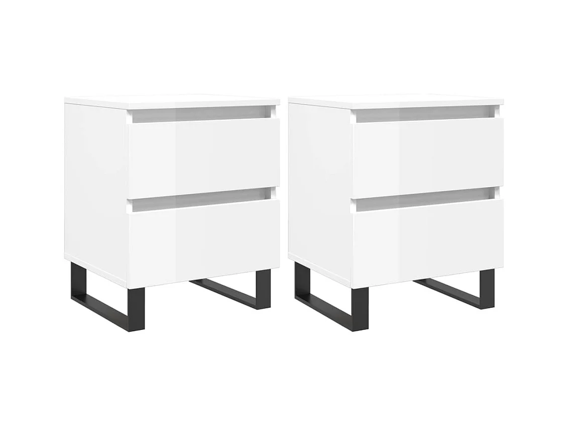Westfield  Comodini 2pz Bianco Lucido 40x35x50 cm in Legno Multistrato