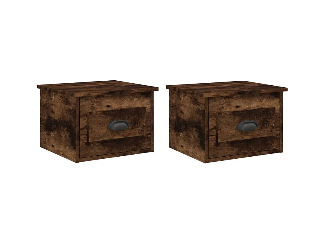 Boven-Leeuwen  Tables de chevet murales 2 pcs chêne fumé 41,5x36x28 cm