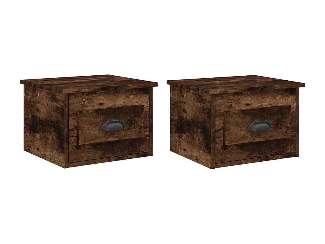 Boven-Leeuwen  Tables de chevet murales 2 pcs chêne fumé 41,5x36x28 cm