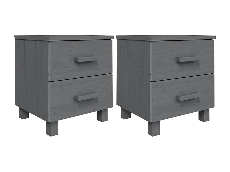 Iduna  Tables de chevet HAMAR 2pcs Gris foncé 40x35x44,5cm Bois massif