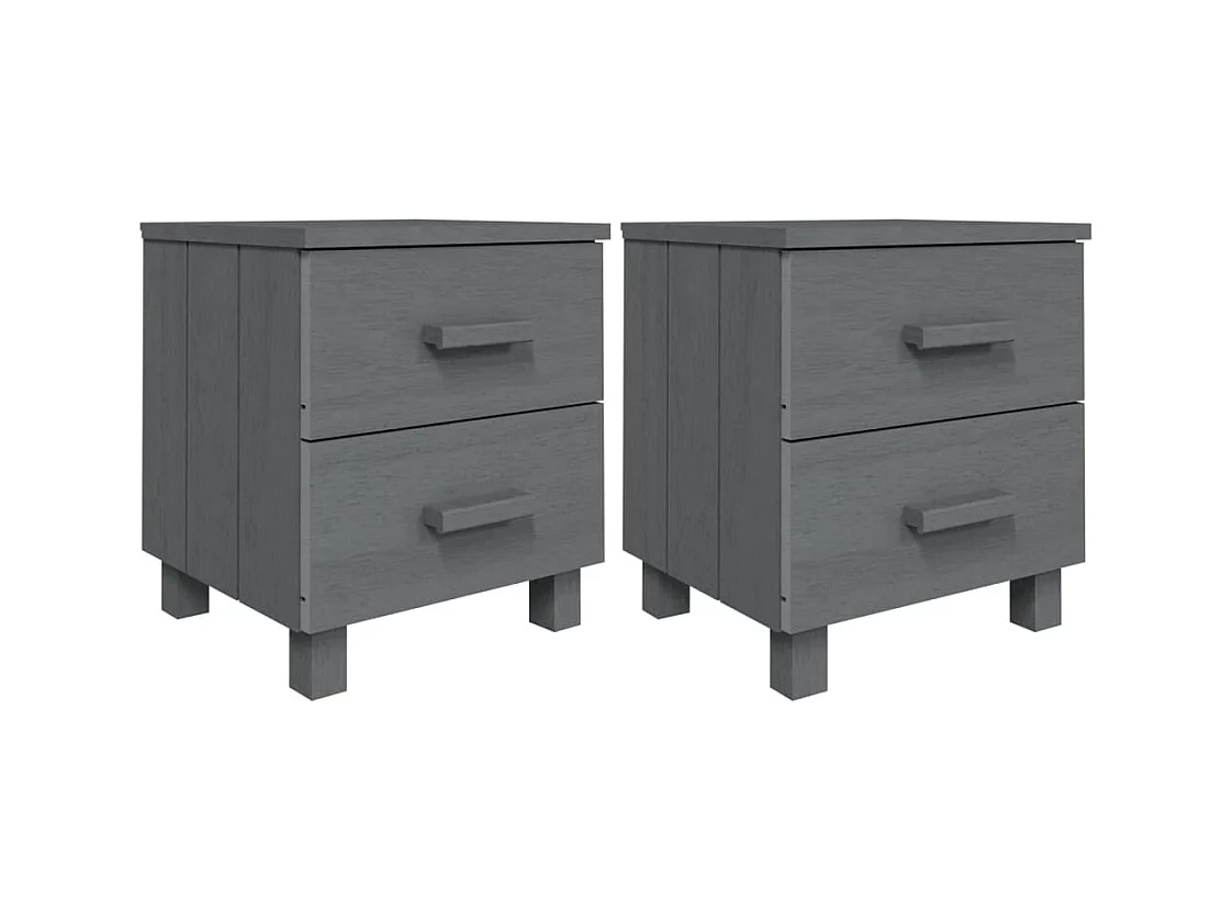 Iduna  Tables de chevet HAMAR 2pcs Gris foncé 40x35x44,5cm Bois massif