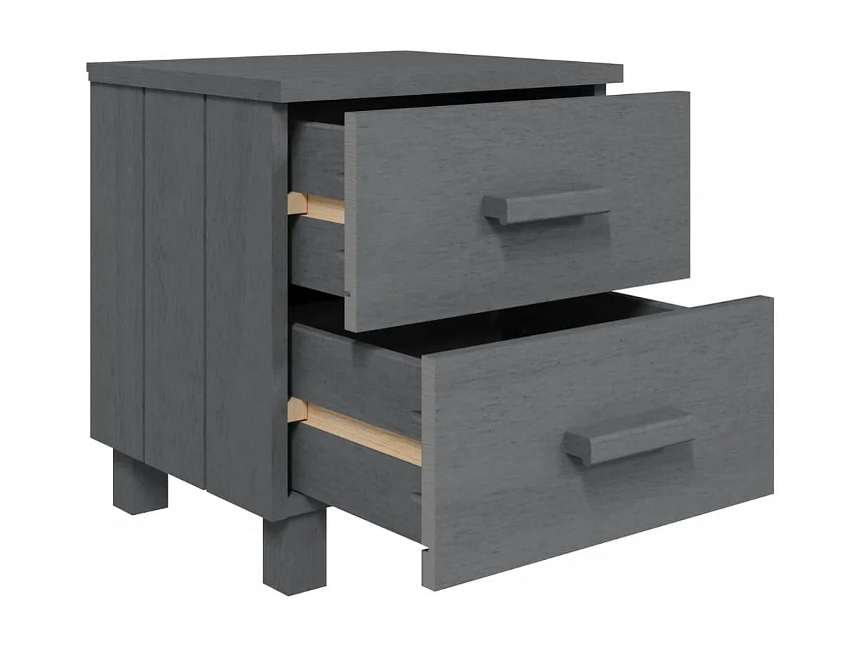 Iduna  Tables de chevet HAMAR 2pcs Gris foncé 40x35x44,5cm Bois massif