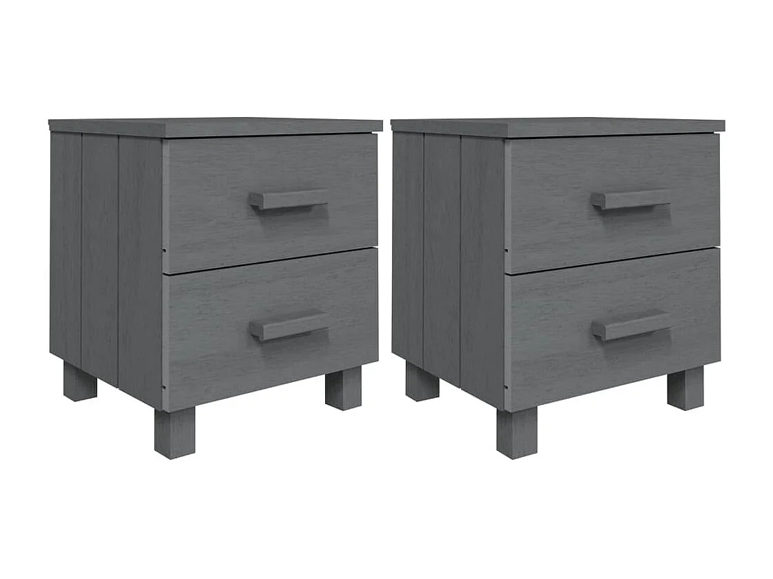 Iduna  Tables de chevet HAMAR 2pcs Gris foncé 40x35x44,5cm Bois massif
