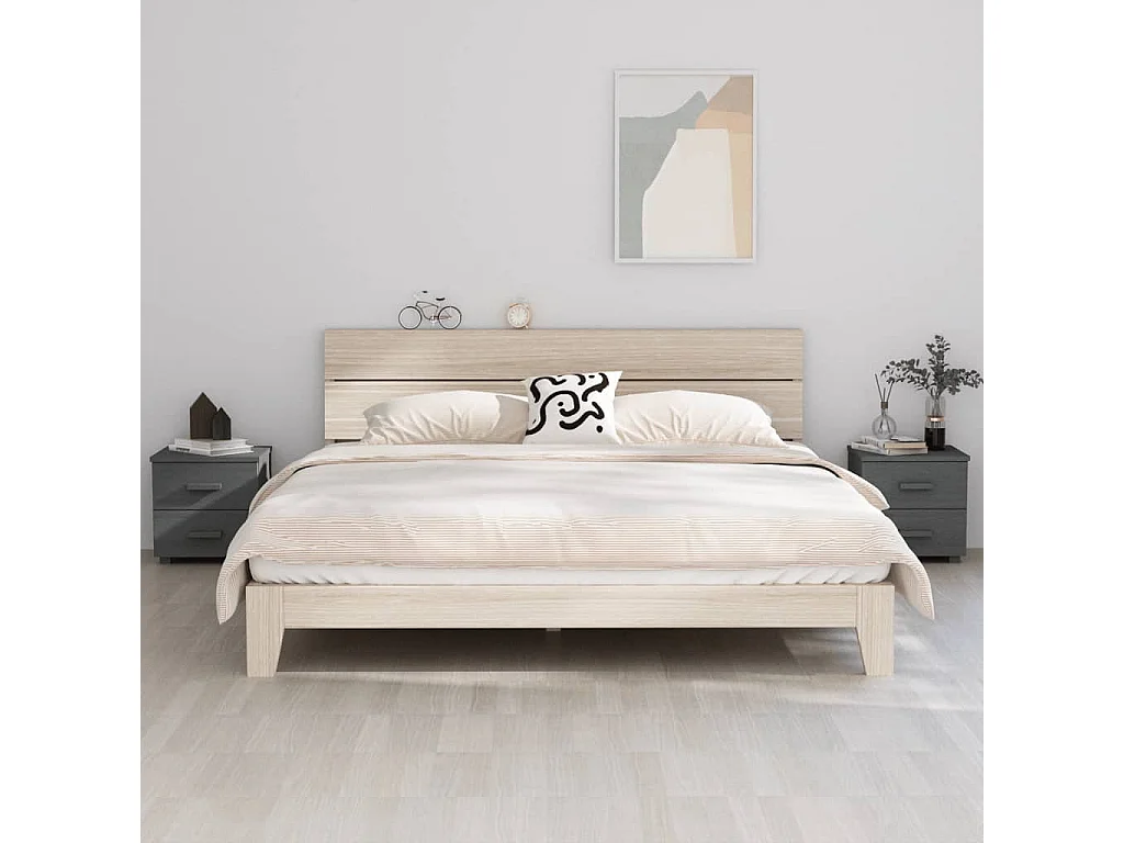 Iduna  Tables de chevet HAMAR 2pcs Gris foncé 40x35x44,5cm Bois massif