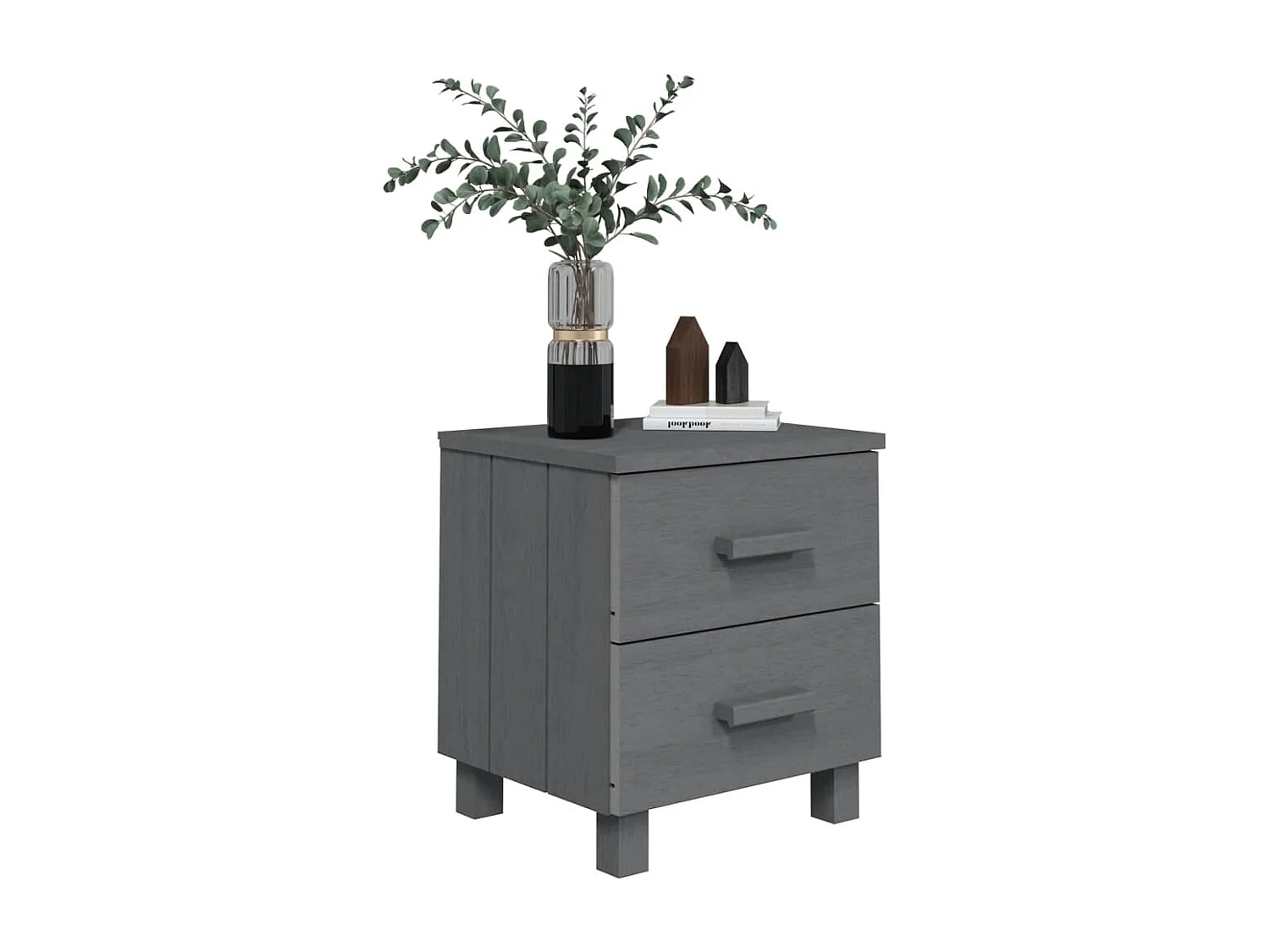 Iduna  Tables de chevet HAMAR 2pcs Gris foncé 40x35x44,5cm Bois massif