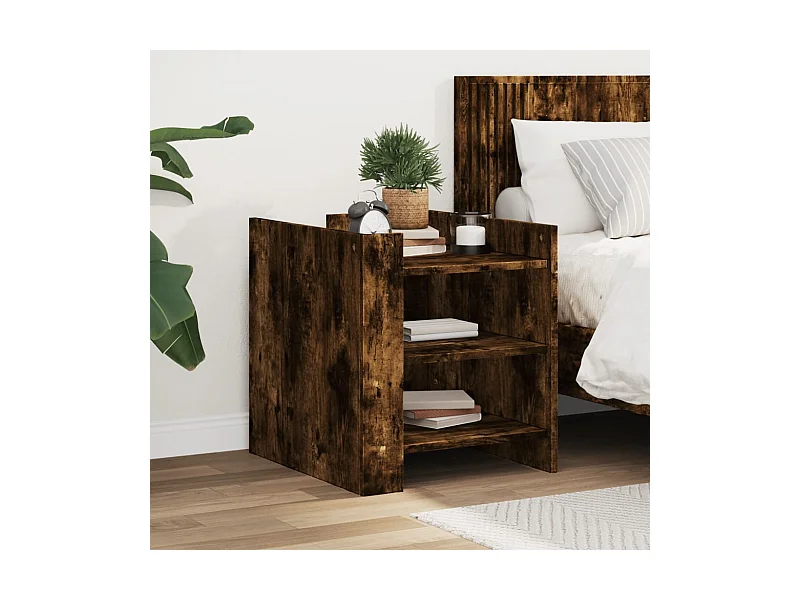 Sophie-Alix  Table de chevet chêne fumé 45x50x50 cm bois d'ingénierie