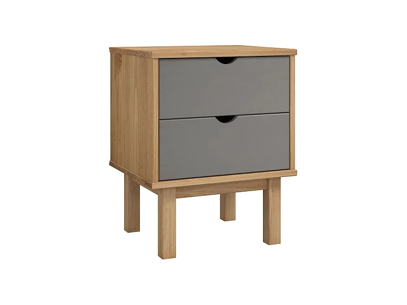 Laurent-Marie  Mesita de noche OTTA madera de pino marrón y gris 45x39x57 cm