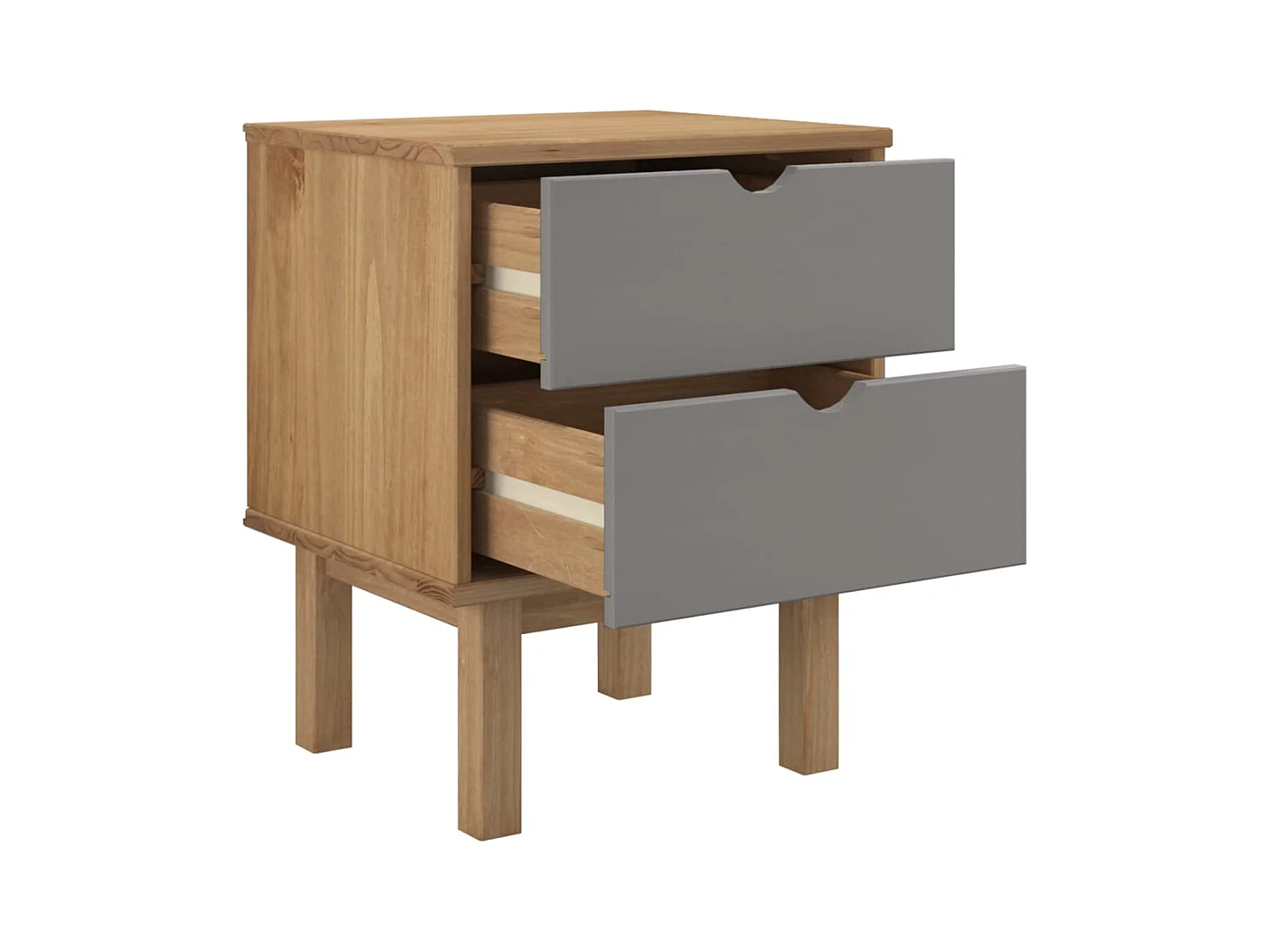 Laurent-Marie  Table de chevet OTTA marron et gris 45x39x57 cm bois pin massif