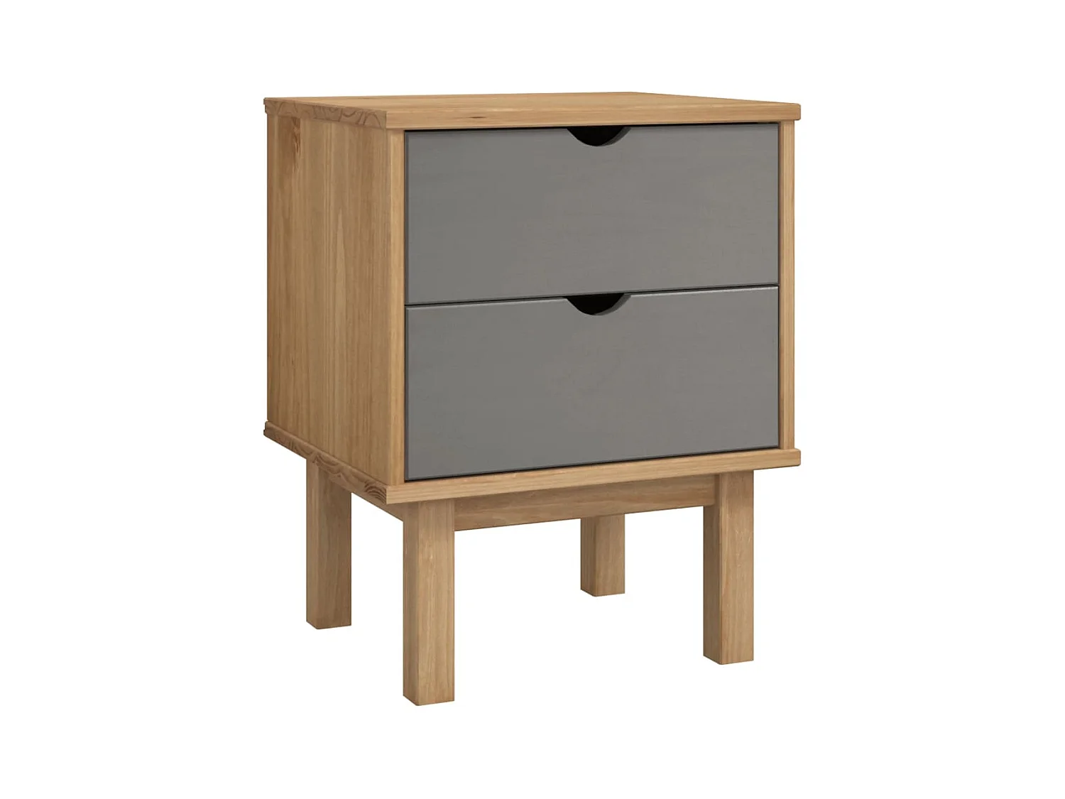 Laurent-Marie  Table de chevet OTTA marron et gris 45x39x57 cm bois pin massif