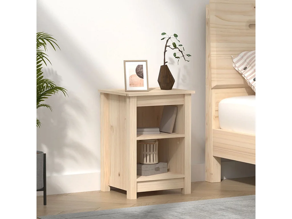 Waldoboro  Comodino 40x35x55 cm in Legno Massello di Pino