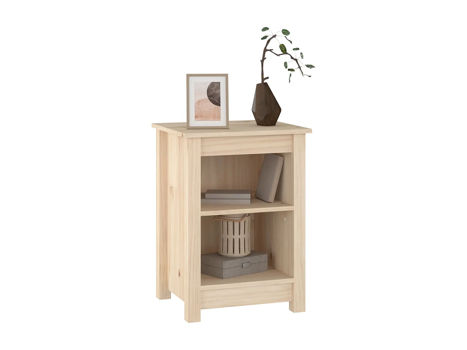 Waldoboro  Comodino 40x35x55 cm in Legno Massello di Pino