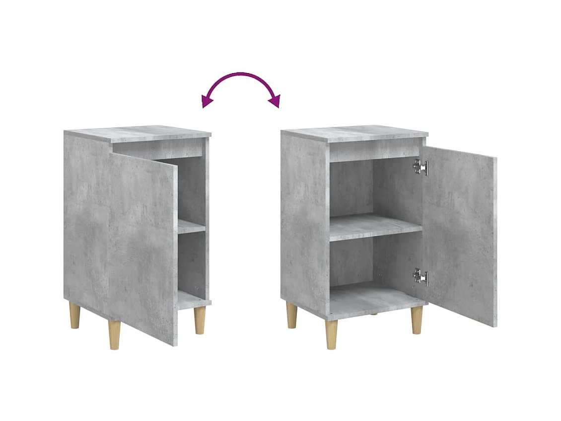 Samir  Tables de chevet 2 pcs gris béton 40x35x70 cm bois d'ingénierie