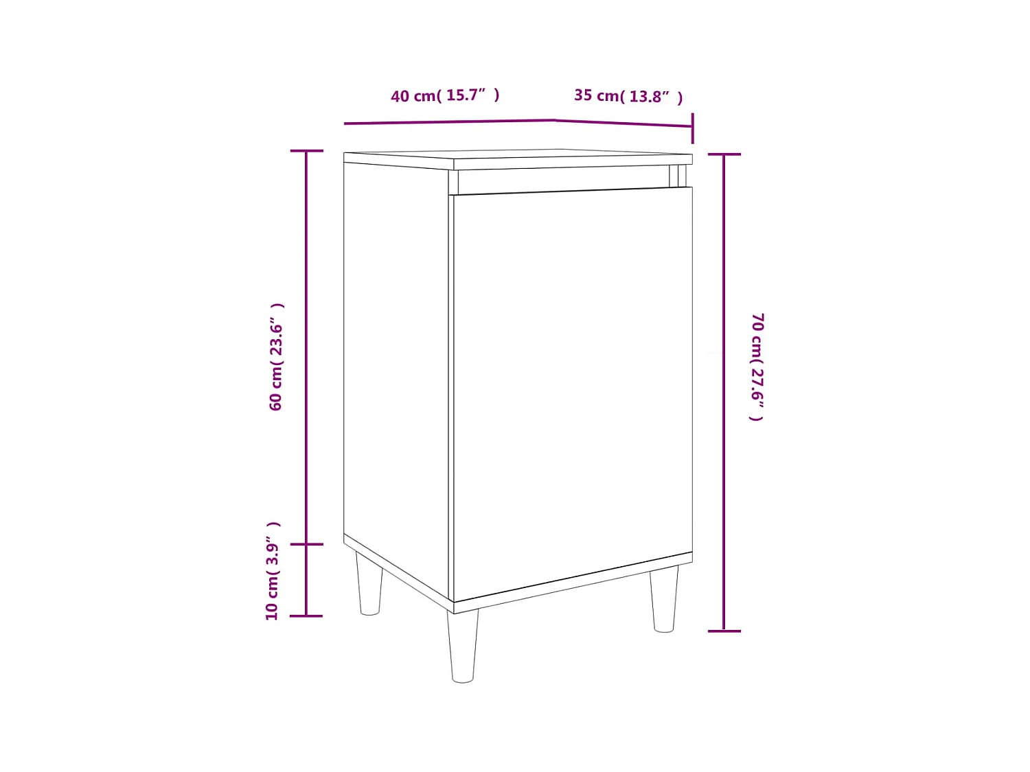 Samir  Tables de chevet 2 pcs gris béton 40x35x70 cm bois d'ingénierie