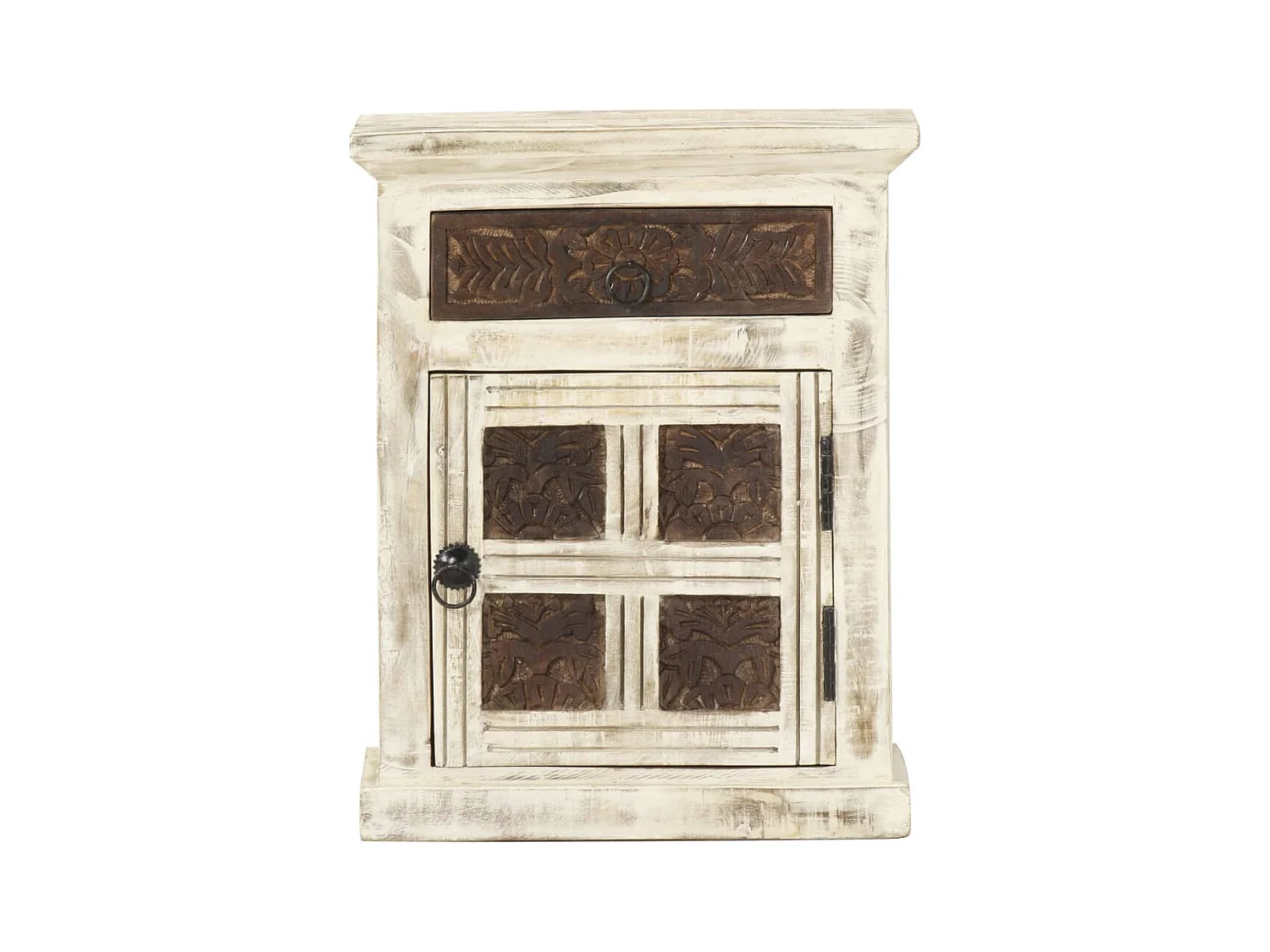 Garden Furniture -  Table de chevet Blanc 40 x 30 x 50 cm Bois de manguier massif