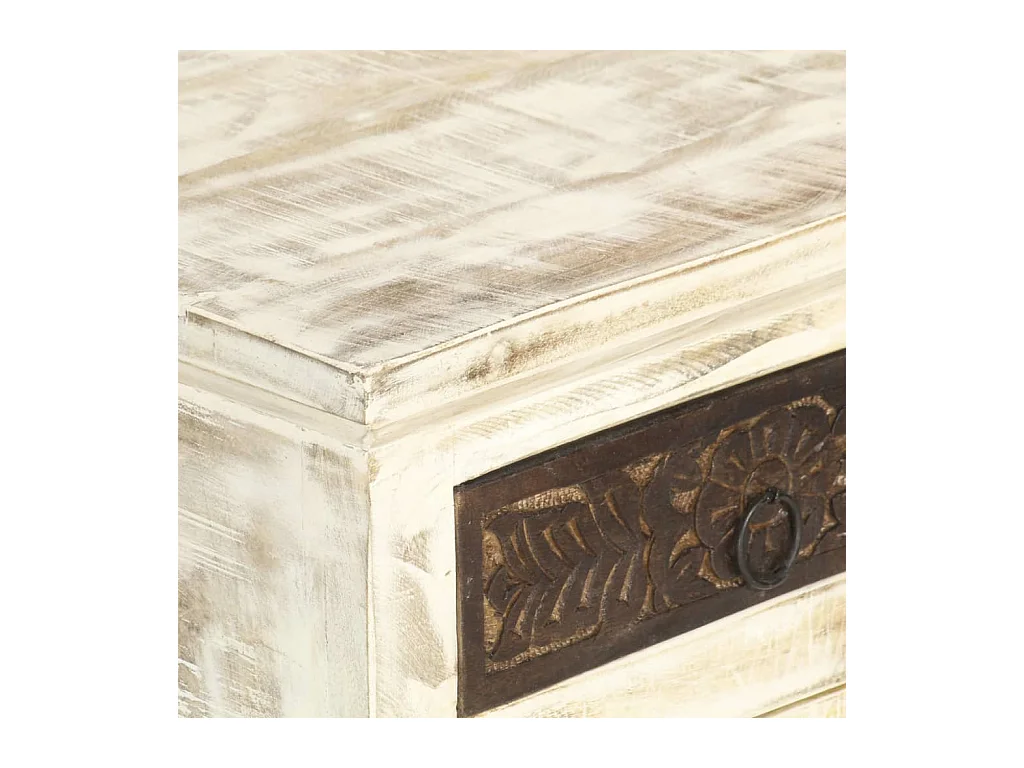 Garden Furniture -  Table de chevet Blanc 40 x 30 x 50 cm Bois de manguier massif