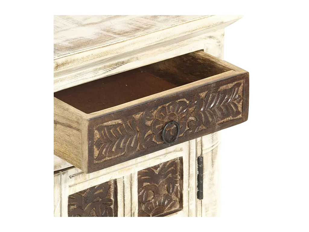 Garden Furniture -  Table de chevet Blanc 40 x 30 x 50 cm Bois de manguier massif