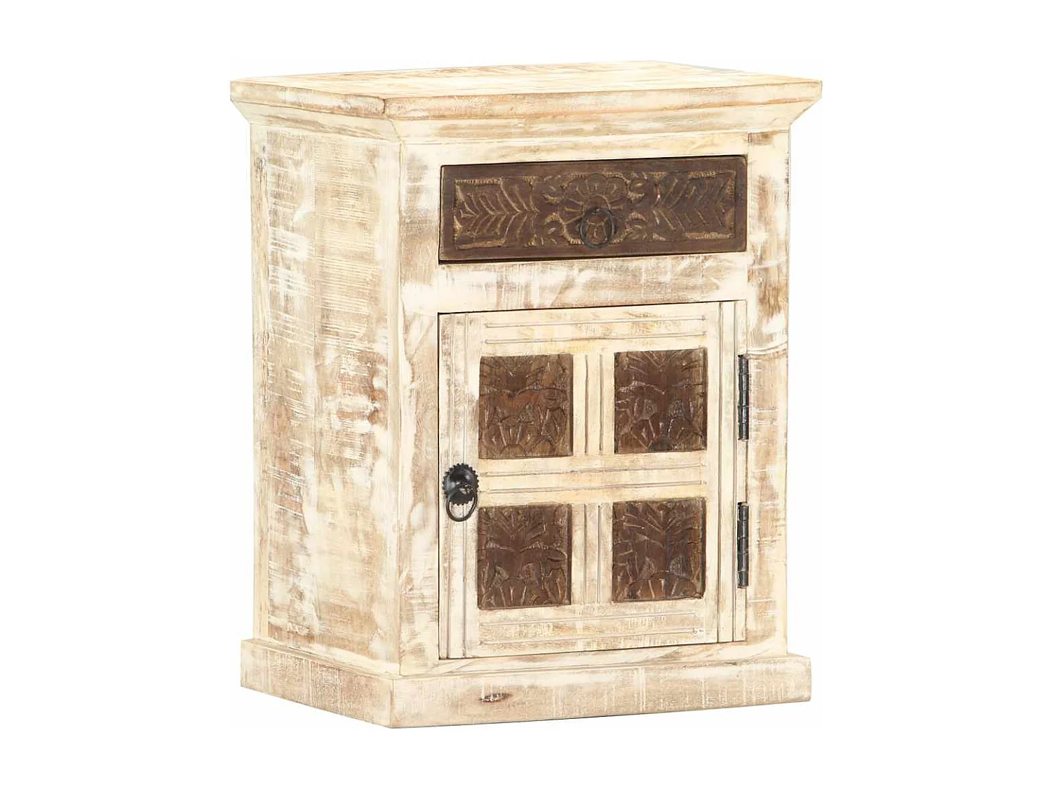 Garden Furniture -  Table de chevet Blanc 40 x 30 x 50 cm Bois de manguier massif