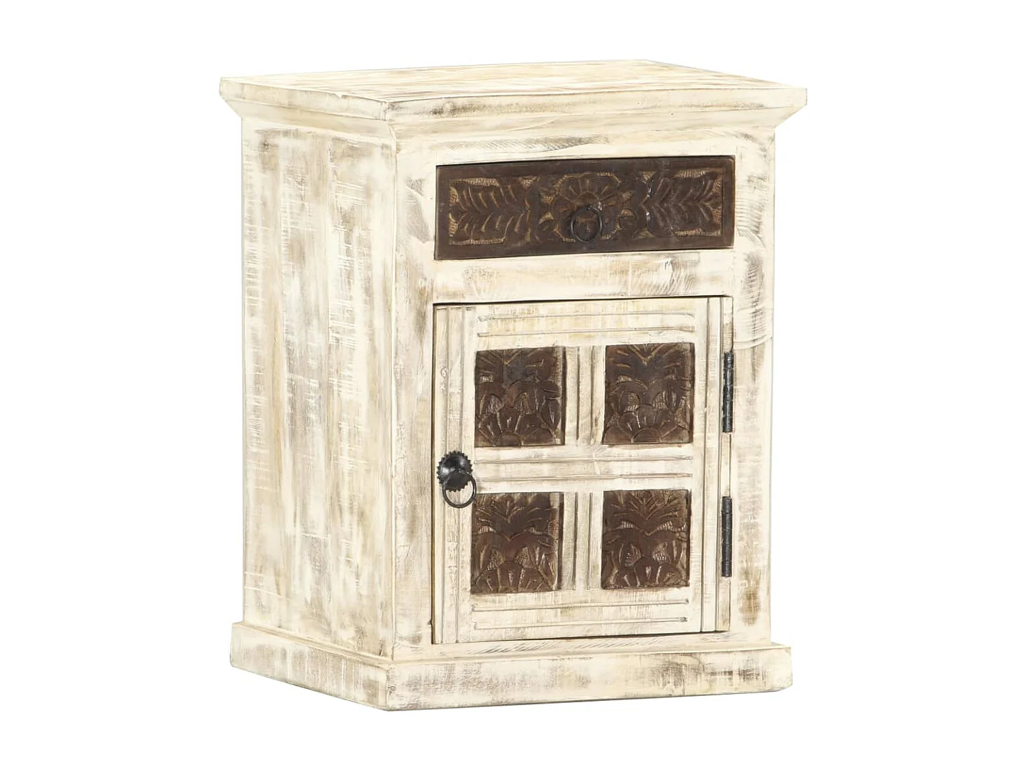 Garden Furniture -  Table de chevet Blanc 40 x 30 x 50 cm Bois de manguier massif